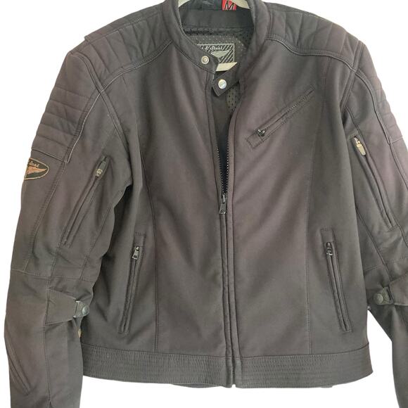 Mens Street & Steel Black Padded Full Zip Biker Bomber Jacket Size Medium - Picture 13 of 16